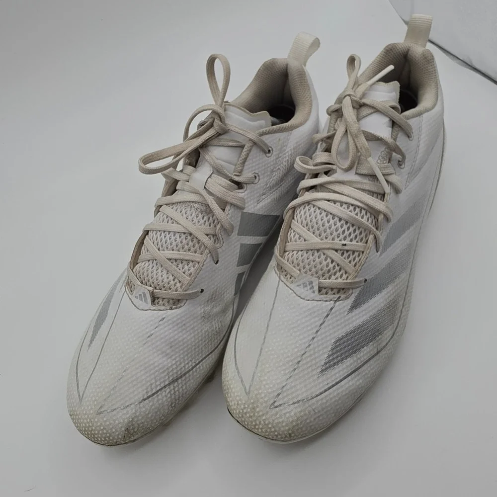 Adidas Adizero Football Cleats Mens 11 White IF2449 Low Top Athletic Shoes
